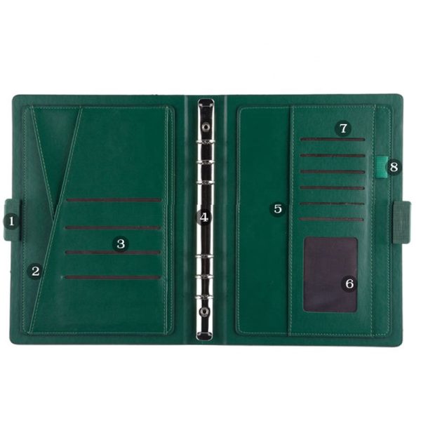 Personalized leather a5 notebook with card and receipt slots - Image 3