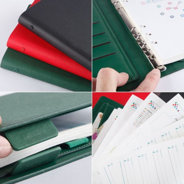 Personalized leather a5 notebook with card and receipt slots - Image 5