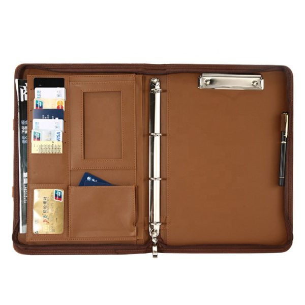 A4 large capacity zipper retro leather notebook with calculator - Image 6