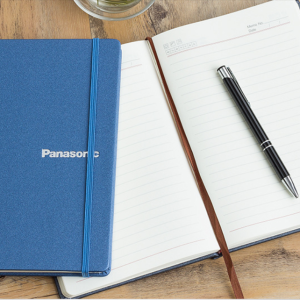 Custom a5 leather business notebook with custom printed logo