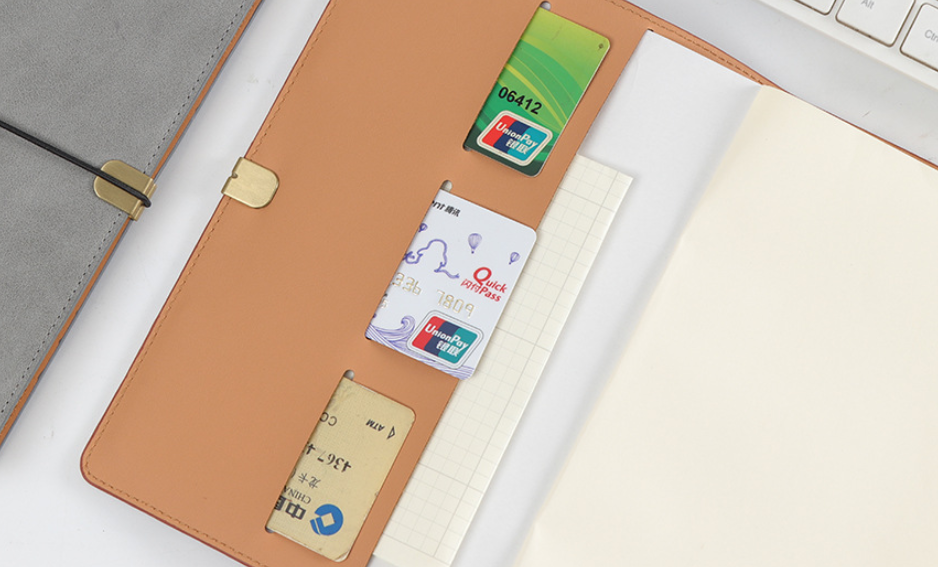 A5 soft cover leather business notepad with elastic strap - Image 3