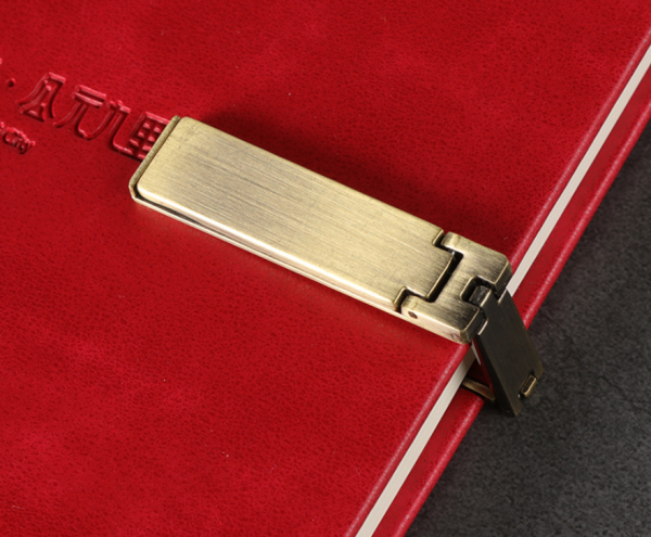 Custom leather business notebook with mobile phone holder - Image 4
