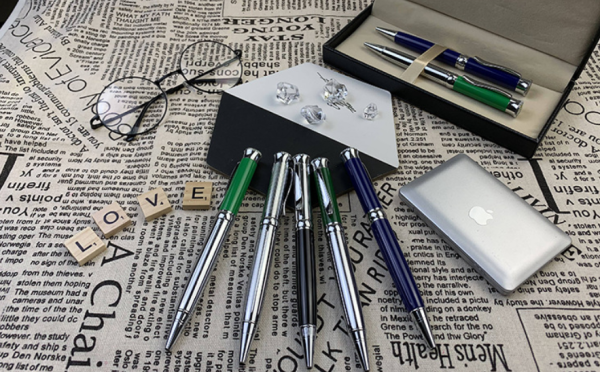 Metal rotatable engraved electroplating ballpoint pen - Image 2