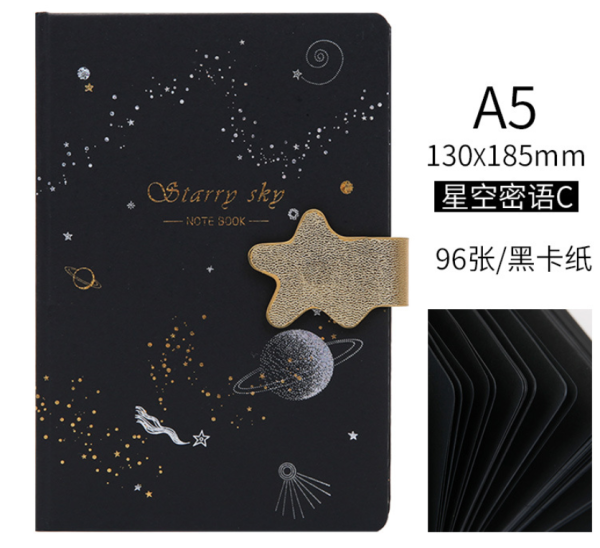 A5 black card magnetic buckle cool personality diary - Image 3