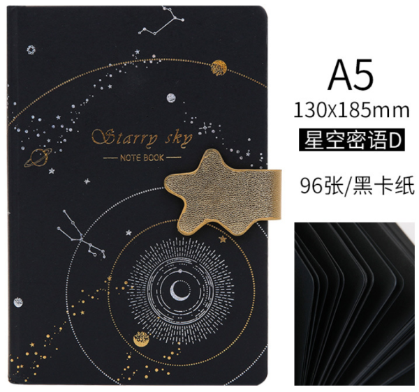 A5 black card magnetic buckle cool personality diary - Image 5