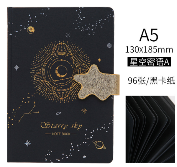 A5 black card magnetic buckle cool personality diary - Image 6