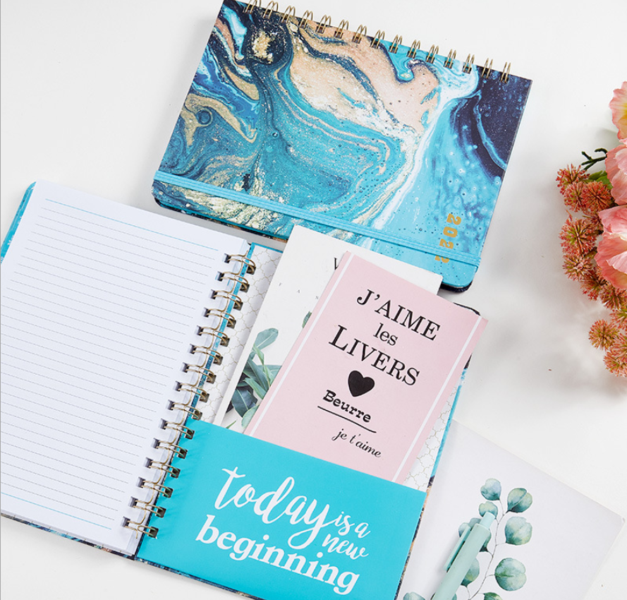 A5 paper hard cover spiral bound notebook with cover elastic