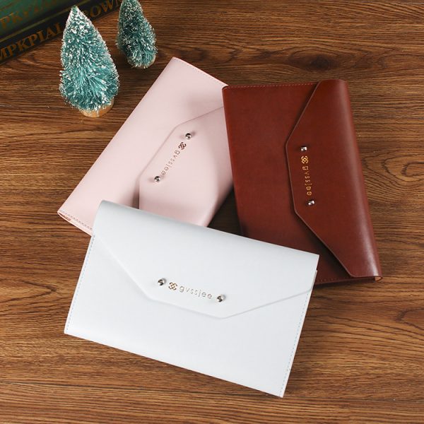 A5 Premium Leather Cover Tri-Fold Metal Rivet Notebook