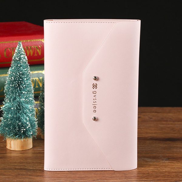 A5 Premium Leather Cover Tri-Fold Metal Rivet Notebook - Image 4