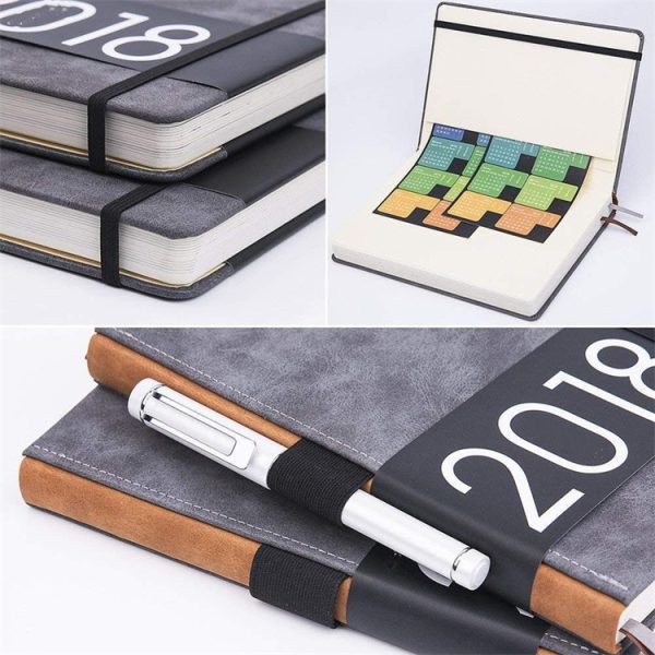 A5 Spine with Pen Insert Double Ribbon Bookmark Notebook - Image 3