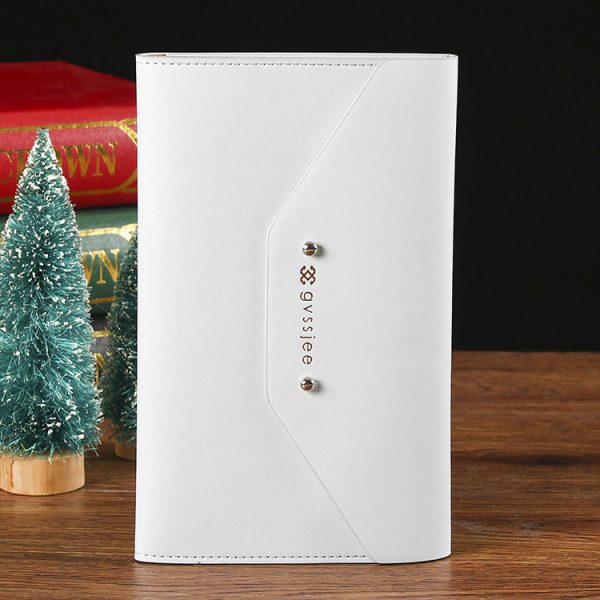 A5 Premium Leather Cover Tri-Fold Metal Rivet Notebook - Image 3