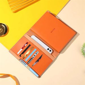 Plug-in A5 Leather Soft Surface Notebook with Card Slot and Pen Slot