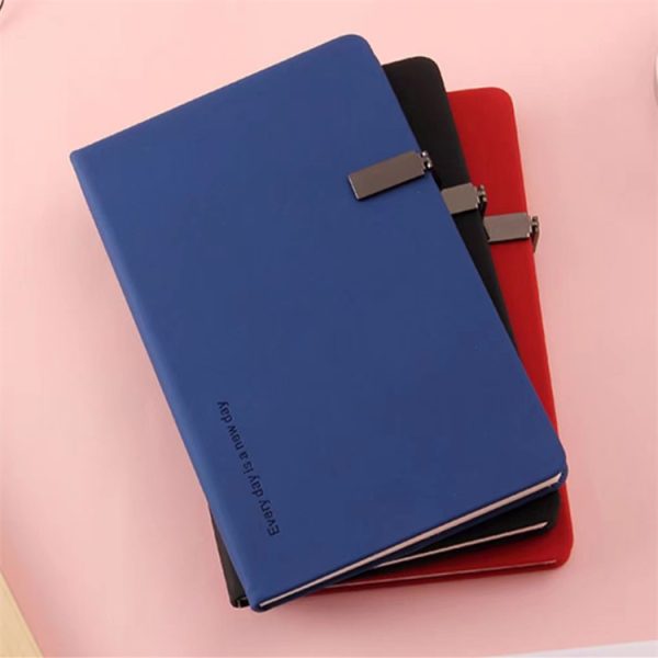 A5 size hardcover leather calendar with metal buckle - Image 3