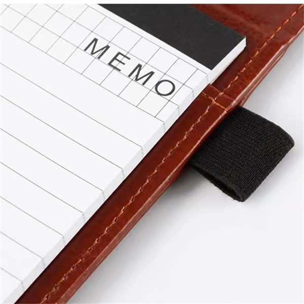 A6 Size Leather Flip Notepad with Calculator and Pen Insert - Image 4