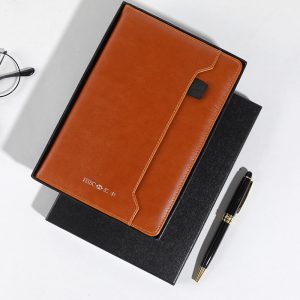 A5 leather cover hardcover notebook cover with pockets