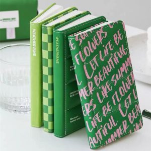 Small Size Simple Leather Cover Checkerboard Diary