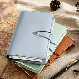 A6 Size Mini Leather Cover Elastic Band Ledger Notebook