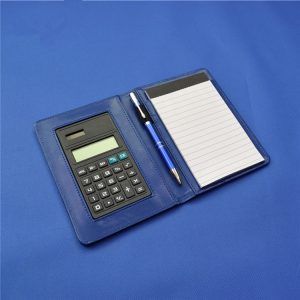 PU business memo pad with calculator and pen insert
