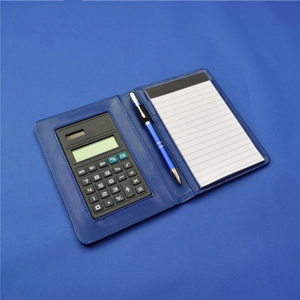 PU business memo pad with calculator and pen insert
