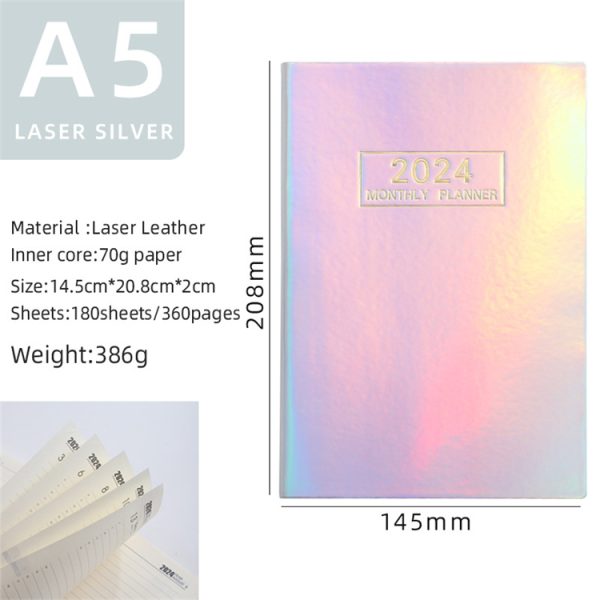 A5 size 2024 365-day calendar agenda planner laser cover - Image 9