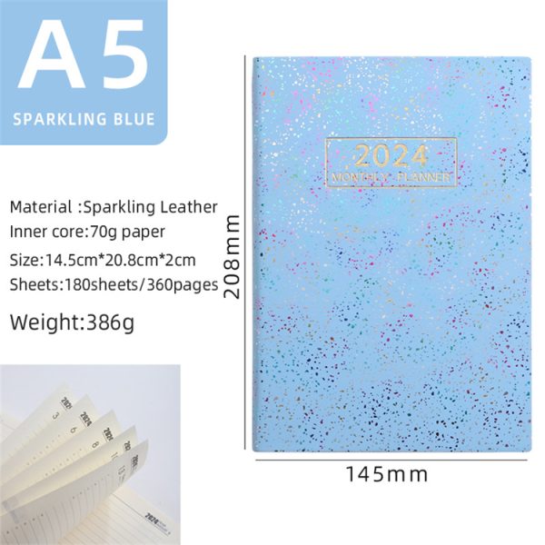 A5 size 2024 365-day calendar agenda planner laser cover - Image 8