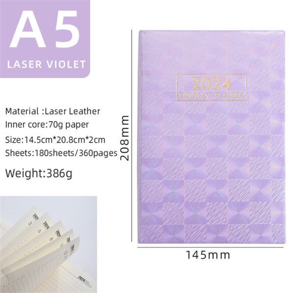 A5 size 2024 365-day calendar agenda planner laser cover - Image 4