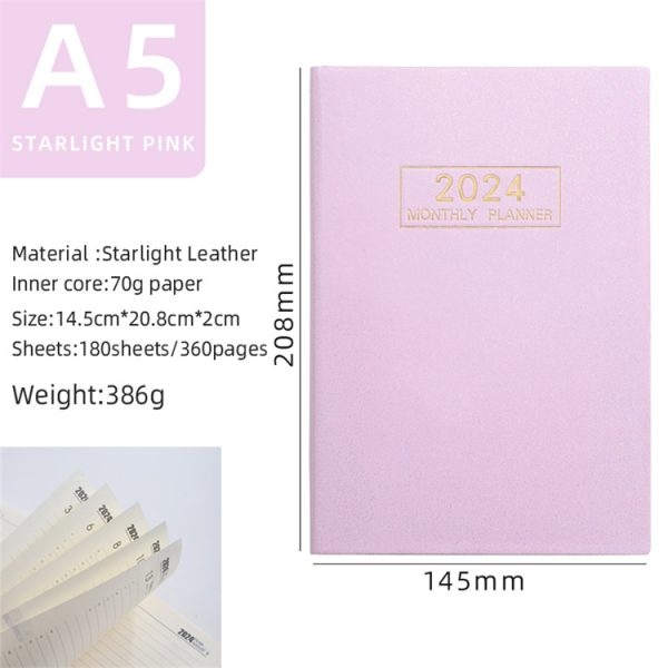 A5 size 2024 365-day calendar agenda planner laser cover - Image 6