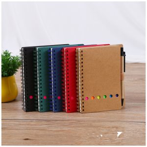 A6 Kraft Cover Spiral Bound Notebook with Colored Sticky Notes