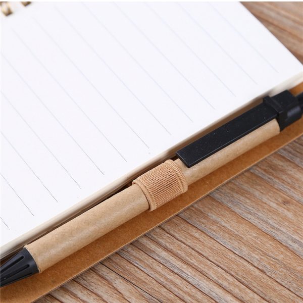A6 Kraft Cover Spiral Bound Notebook with Colored Sticky Notes - Image 5