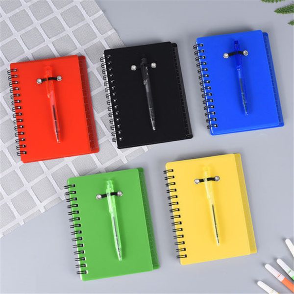 A5 Size Color PP Cover Spiral Bound Notebook with Pen Holder - Image 2