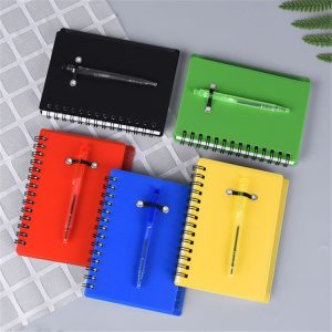 A5 Size Color PP Cover Spiral Bound Notebook with Pen Holder