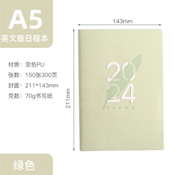 A5 2024 365 Days Leather Cover Calendar Agenda Book - Image 2