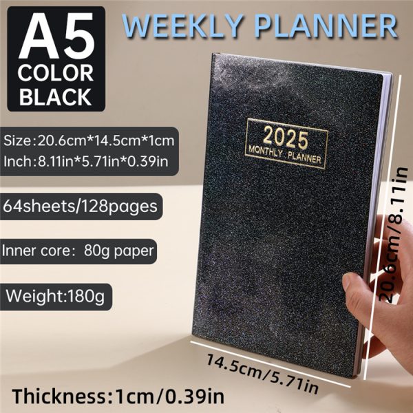 A5 2025 365-day calendar agenda book starlight cover - Image 4