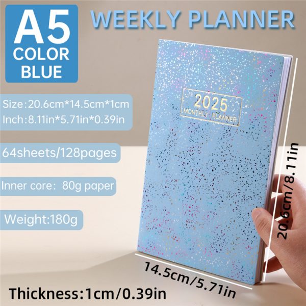 A5 2025 365-day calendar agenda book starlight cover - Image 2
