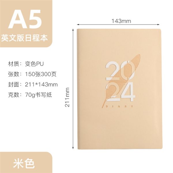 A5 2024 365 Days Leather Cover Calendar Agenda Book - Image 5
