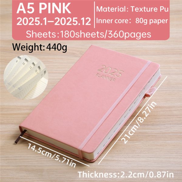 A5 2025 365 Days Calendar Agenda Elastic Band Cover - Image 3