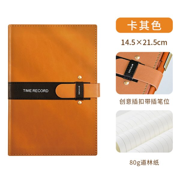A5 high-end two-color leather buckle design notebook - Image 4