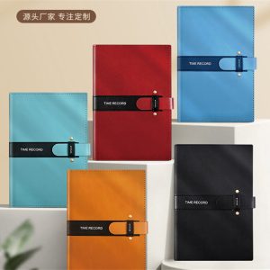 A5 high-end two-color leather buckle design notebook