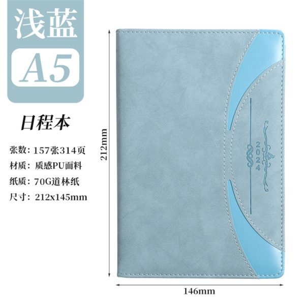A5 leather cover 2024 notebook with month index tabs - Image 4